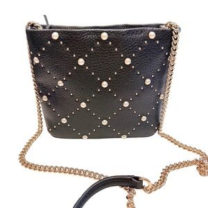 Kate Spade Hayes Street Pearl Ellery Crossbody Bag Black Pebbled Leather NWOT